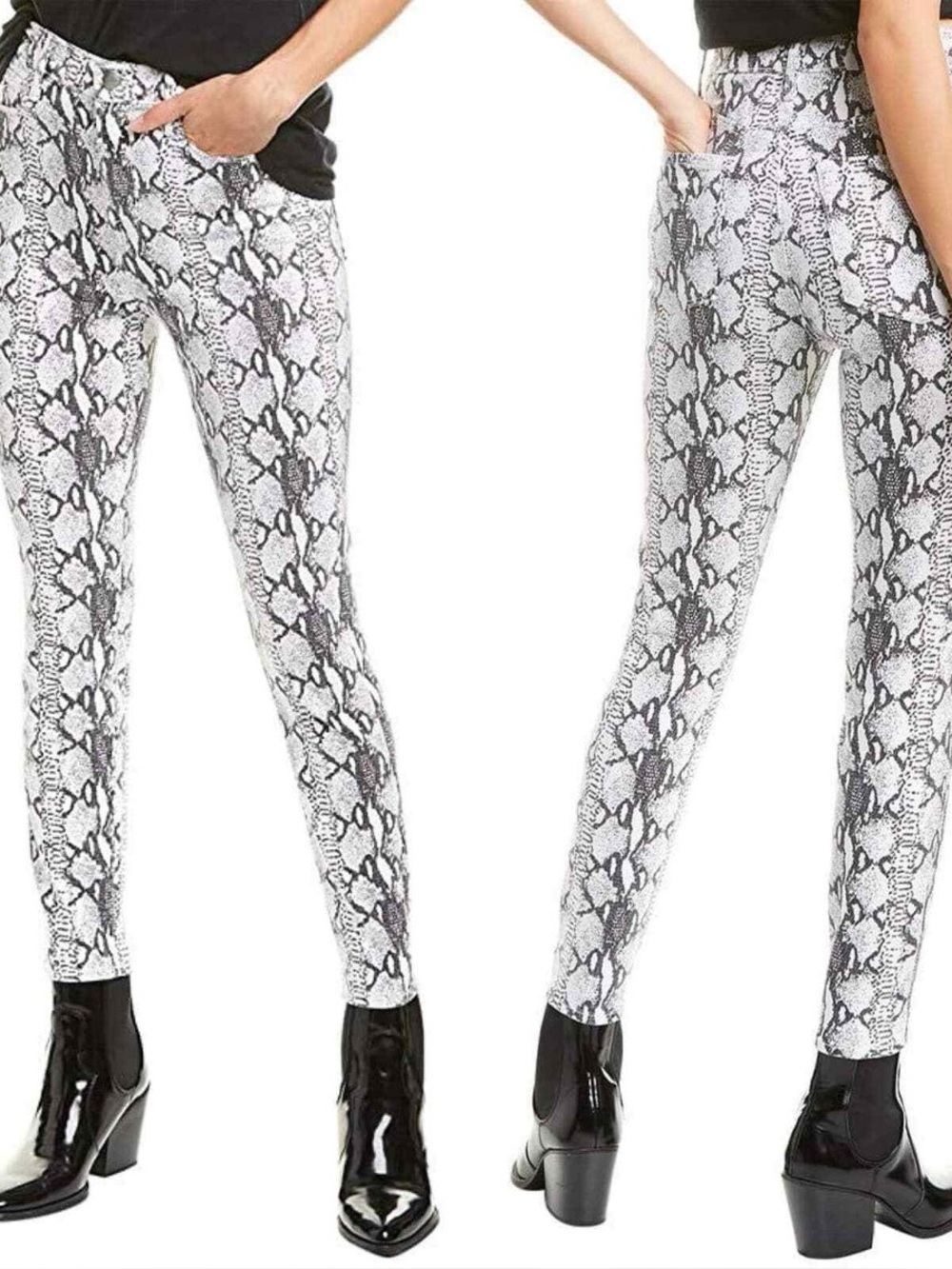 FRAME Ali High Rise Cigarette Python Print Jeans